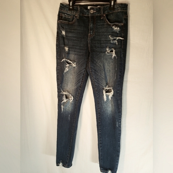 Kancan Distressed Jeans Medium Washed Sz 7/27 - Picture 1 of 11